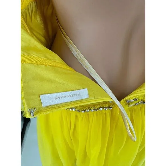 Naeem Khan Gown Yellow Tulle Crystal Halter US 10 – Runway Spring 2018 - Picture 14 of 15